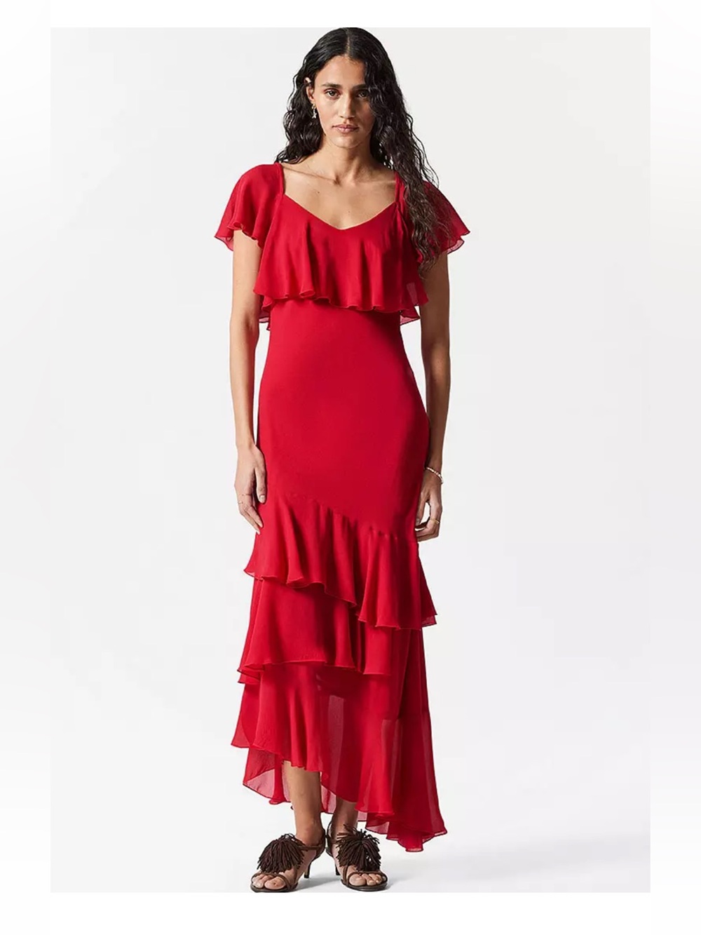& Other Stories Red Ruffle Maxi Dress 6